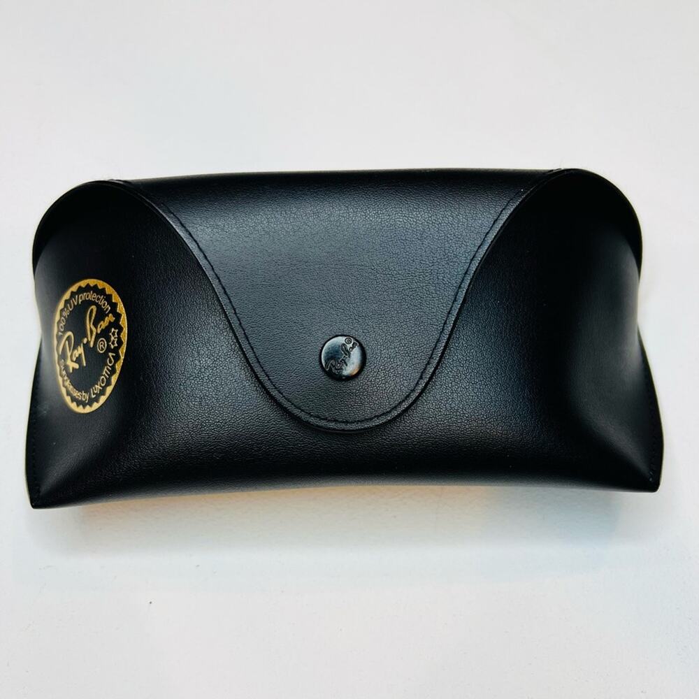 Ray-Ban Glasses Case Luxoticca Sunglasses Leather Velvet Black Gold Snap Closure